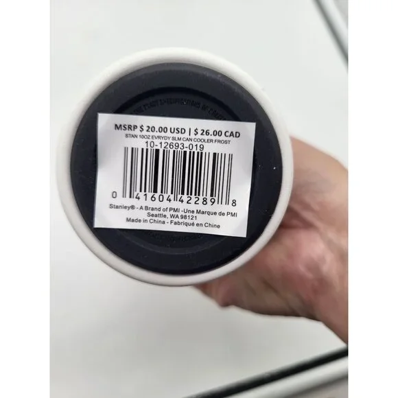 Stanley 10 Oz The Everyday Slim Can Cooler Frost White Vacuum Insulated - Picture 5 of 8